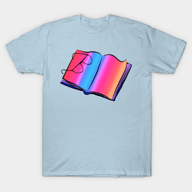 Pair of glasses on an open book T-Shirt by PixelMat